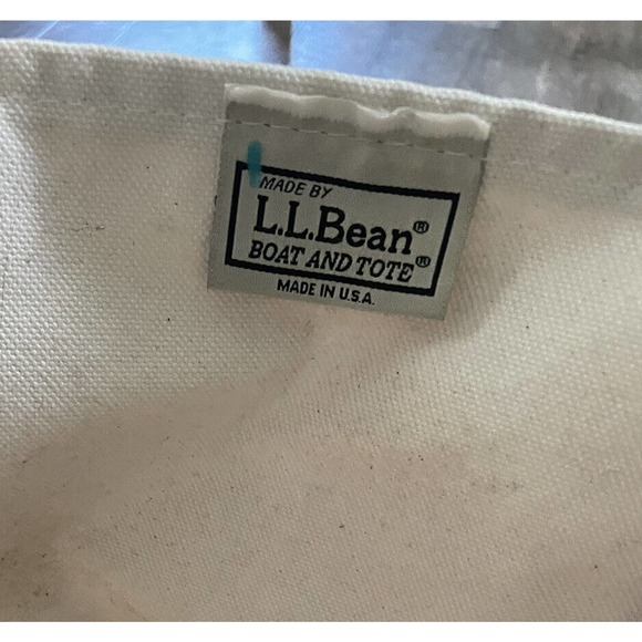 L.L. Bean Boat And Tote USA Made XL 23" Cream & Pink Canvas Bag Embroidered - Picture 2 of 6